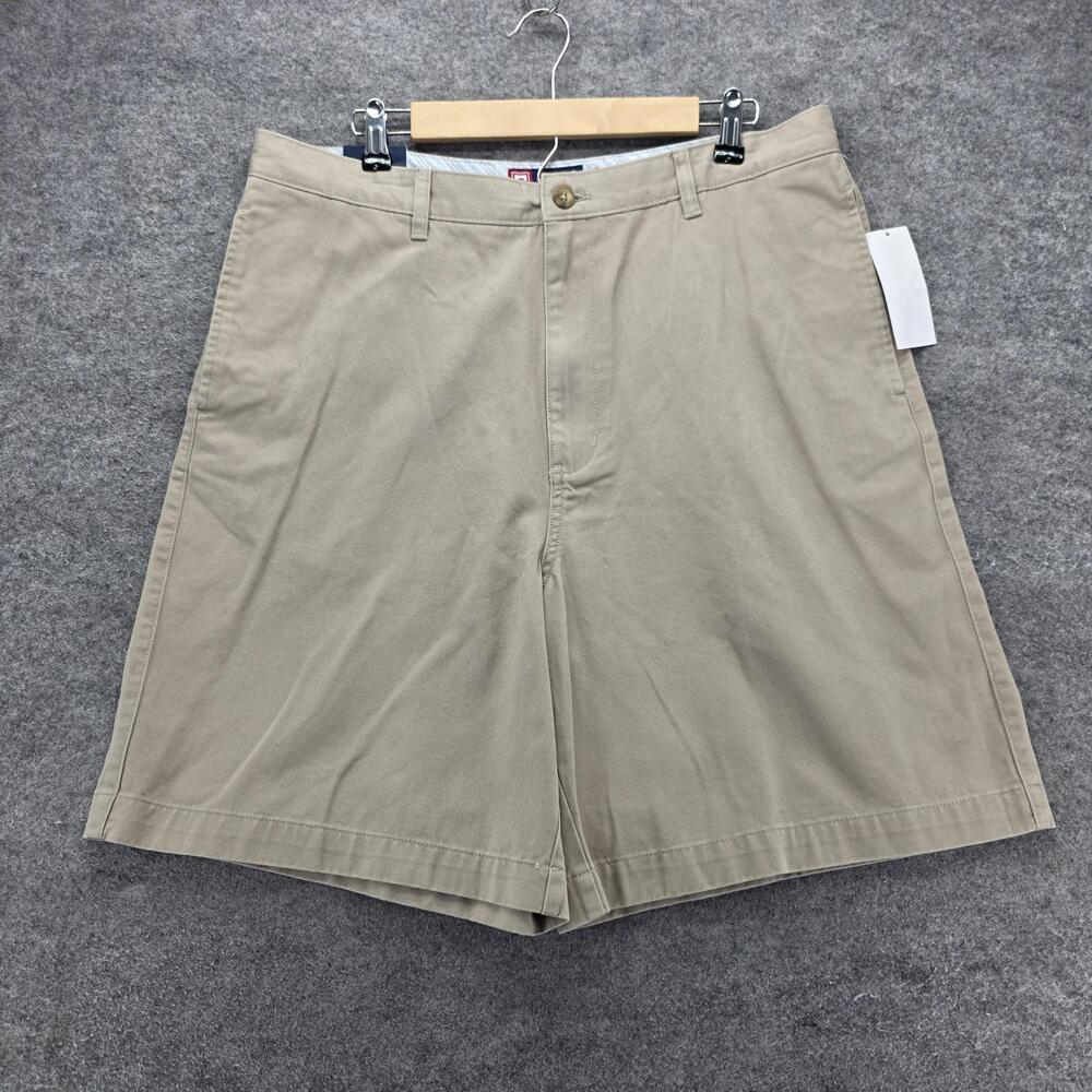 Chaps Shorts Mens 36 Waist Beige Chino Cotton Canvas Pockets 10 Inseam